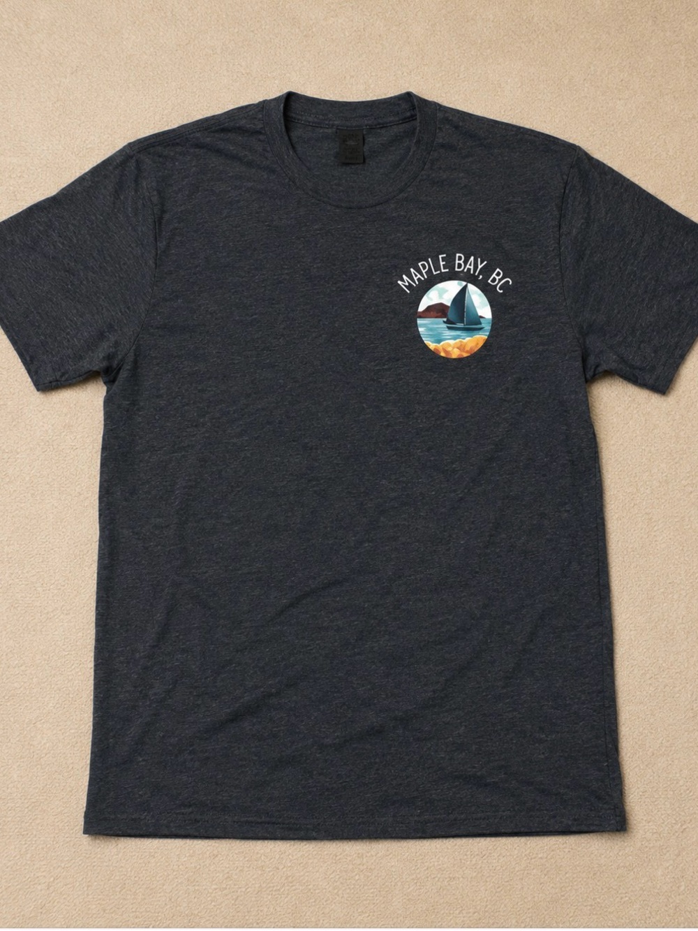 Maple Bay BC Graphic Crewneck T-Shirt - Dark Heather